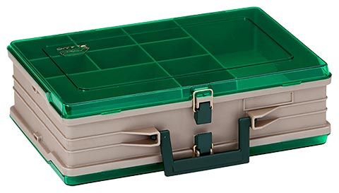 Plano Double-Sided 19-Compartment Satchel  Sandstone & Green Tackle