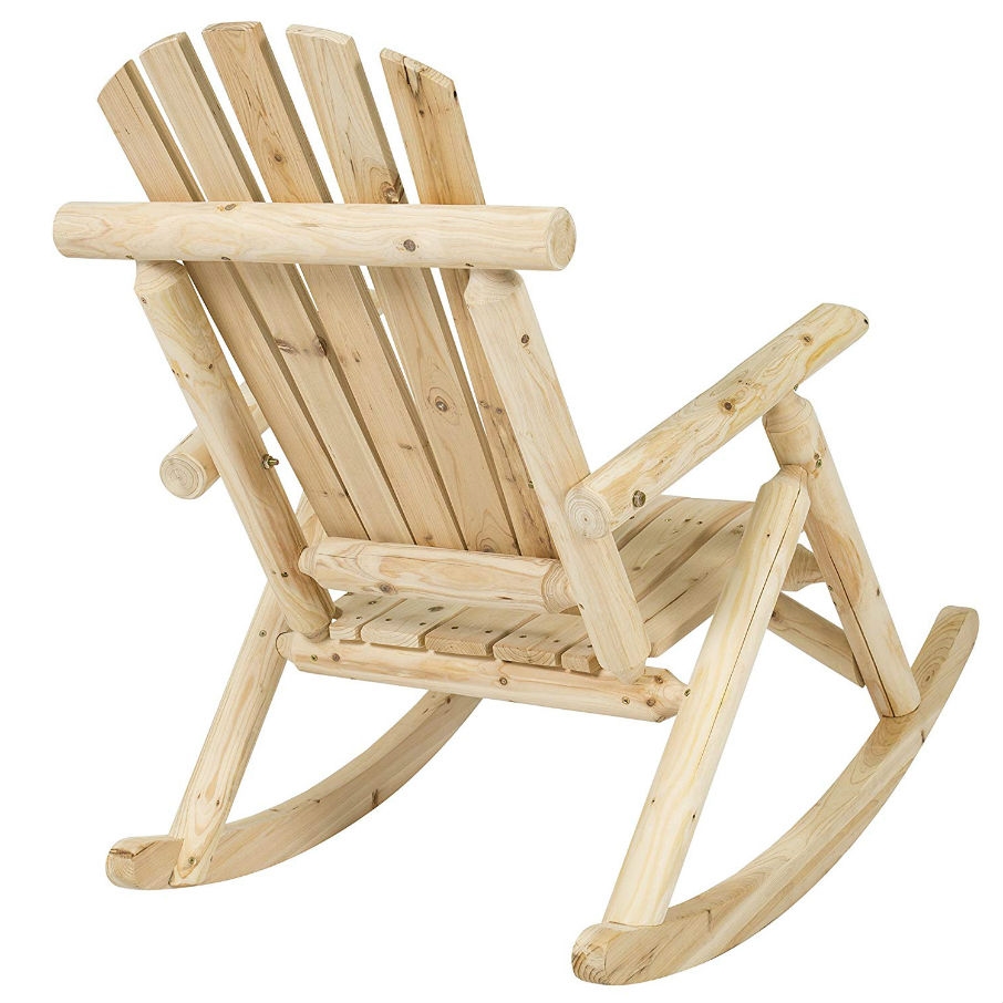 Outdoor Wooden Log Rocking Chair Adirondack Style