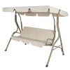 Outdoor Porch Swing Patio Deck Glider with Canopy in Beige
