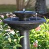 2-Tier Outdoor Solar Bird Bath Fountain in Oiled Bronze Finish Resin
