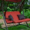 2-Seat Outdoor Porch Swing with Canopy in Terracotta Red