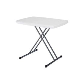 Adjustable Height White Plastic Top Folding Table with Sturdy Steel Metal Legs