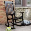 Indoor/Outdoor Patio Porch Black Slat Rocking Chair