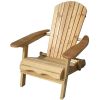 Folding Adirondack Chair for Patio Garden in Natural Wood Finish
