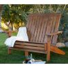 Outdoor 4-ft Adirondack Chair Loveseat Garden Bench in Natural Wood Finish