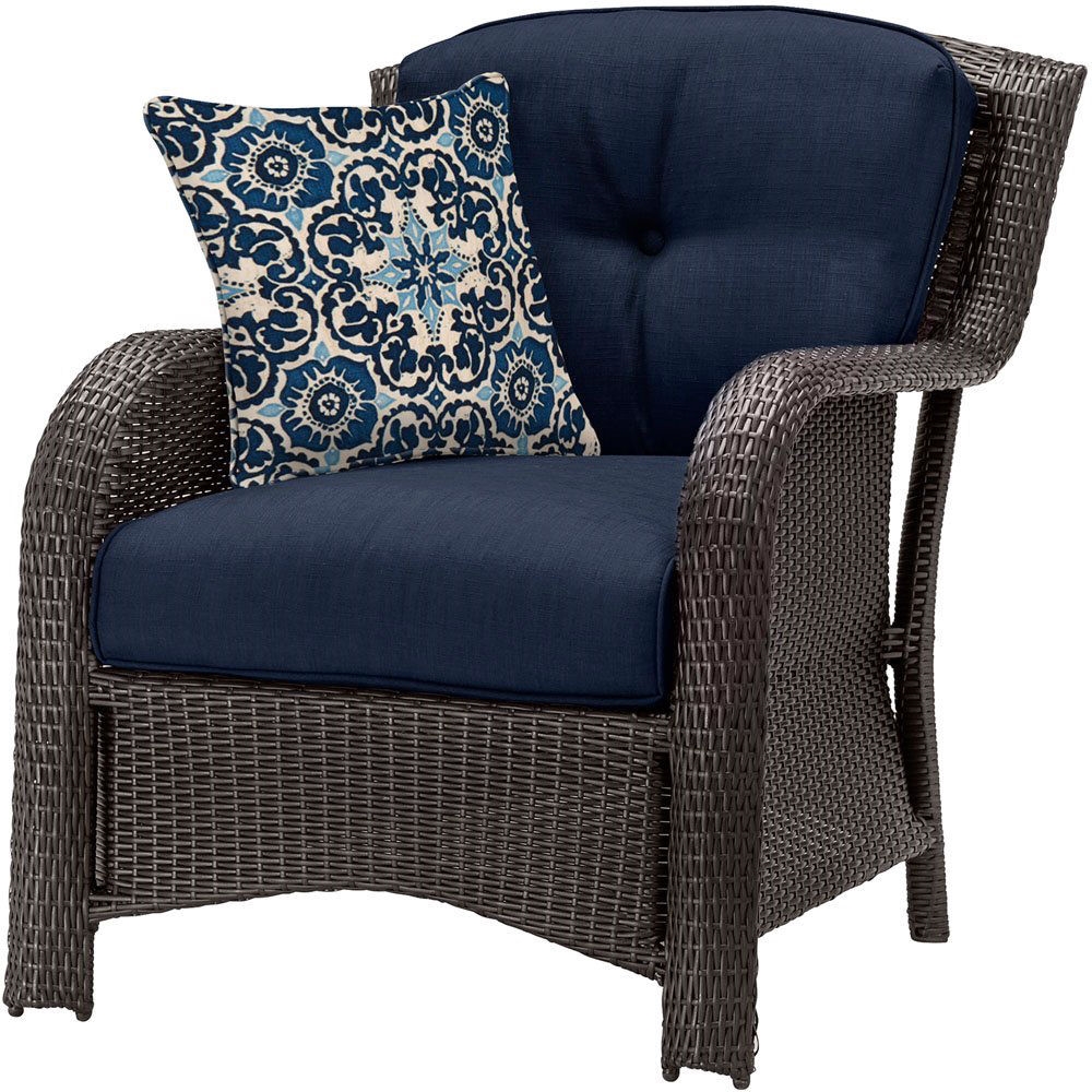 Outdoor 6-Piece Resin Wicker Patio Furniture Lounge Set with Navy Blue