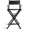 Outdoor Patio Folding Directors Chair with Foot Rest and Drink Holder in Black