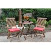 3-Piece Outdoor Patio Furniture Bistro Set with Red Seat Cushions