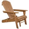 Folding Wood Adirondack Chair with Pull-Out Foot Rest Ottoman