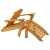 Folding Wooden Adirondack Chair with Foot Rest Ottoman