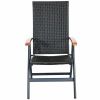 Outdoor Heavy Duty Folding Rattan Patio Chair with Wood Armrest