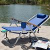 Royal Blue Beach Chair Recliner with Backpack Carrying Straps