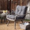 Outdoor Resin Wicker Patio Furniture Set with 2 Chairs Cushions and Side Table