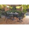 48-inch Round Black Metal Outdoor Patio Dining Table with Umbrella Hole