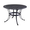 42-inch Round Black Metal Outdoor Patio Dining Table with Umbrella Hole