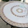 30-inch Round Bistro Style Wrought Iron Outdoor Patio Table with Tile Top