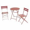 Red 3-Piece Folding Outdoor Patio Furniture Bistro-Style Table and Chairs Set
