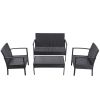 Modern 4-Piece Outdoor Rattan Patio Furniture Set in Black