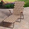 Outdoor Retro Beach Chair Chaise Lounge in Brown and Cream