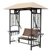 Outdoor Resin Wicker 2-Person Canopy Porch Swing Loveseat