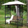 Outdoor Resin Wicker 2-Person Canopy Porch Swing Loveseat