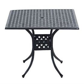 Square 39 x 39 inch Outdoor Patio Dining Table with Black Metal Finish