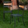 Set of 2 Outdoor Patio Dining Chairs in Black Iron with Terracotta Backrest