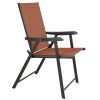 Set of 2 Outdoor Folding Patio Chairs in Brick Red Brown with Black Metal Frame