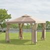 10 x 10 FT Gazebo with Coffee Canopy and Mosquito Netting Mesh Sidewalls