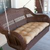 Walnut Brown All Weather Resin Wicker Porch Swing with Hanging Chain