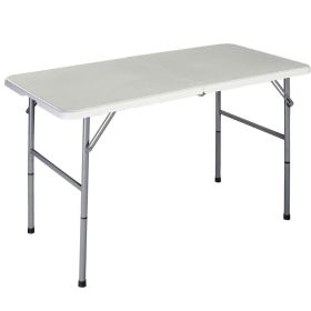 White HDPE Plastic Heavy Duty Indoor Outdoor Folding Table with Steel Frame
