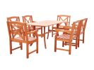 Malibu Eco-friendly 7-piece Outdoor Hardwood Dining Set with Rectangle Table and Arm Chairs