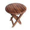 Round Plank Style Portable Mango Wooden Picnic Table with Criss Cross Base, Small, Brown
