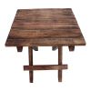 Plank Style Square Portable Mango Wood Picnic Chair with Cross Legs, Rustic Brown