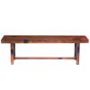 Transitional Style Mango Wood Bench with Block Leg Support, Dark Brown